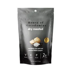 House of Macadamias Dry Roasted Namibian Sea Salt Cracked Black Pepper Macadamias 4 oz