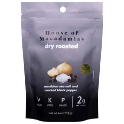 House of Macadamias Dry Roasted Namibian Sea Salt Cracked Black Pepper Macadamias 4 oz