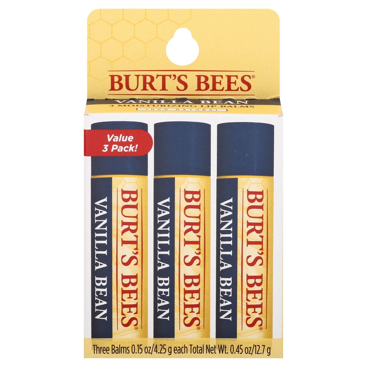 slide 1 of 9, Burt's Bees Lip Balm, Vanilla Bean, 3 ct