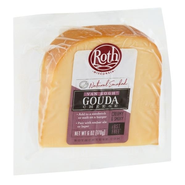 slide 1 of 1, Roth Cheese Cheese, Gouda, Van Gogh, Natural Smoked, 6 oz