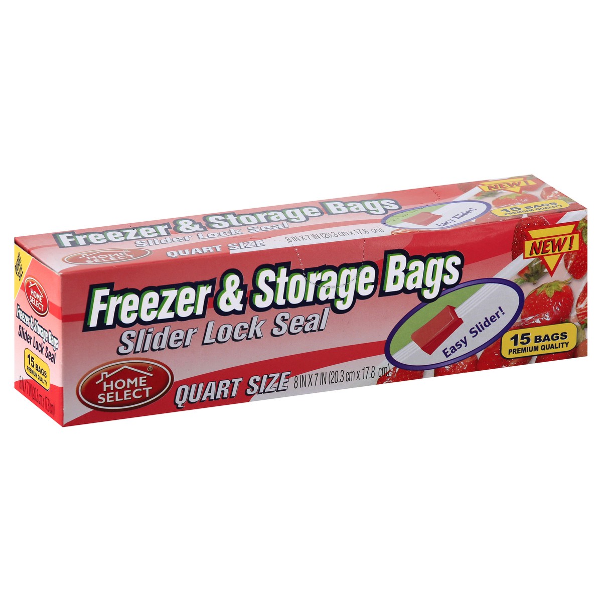 slide 3 of 9, Home Select Slider Lock Seal Quart Size Freezer & Storage Bags 15 ea, 15 ct