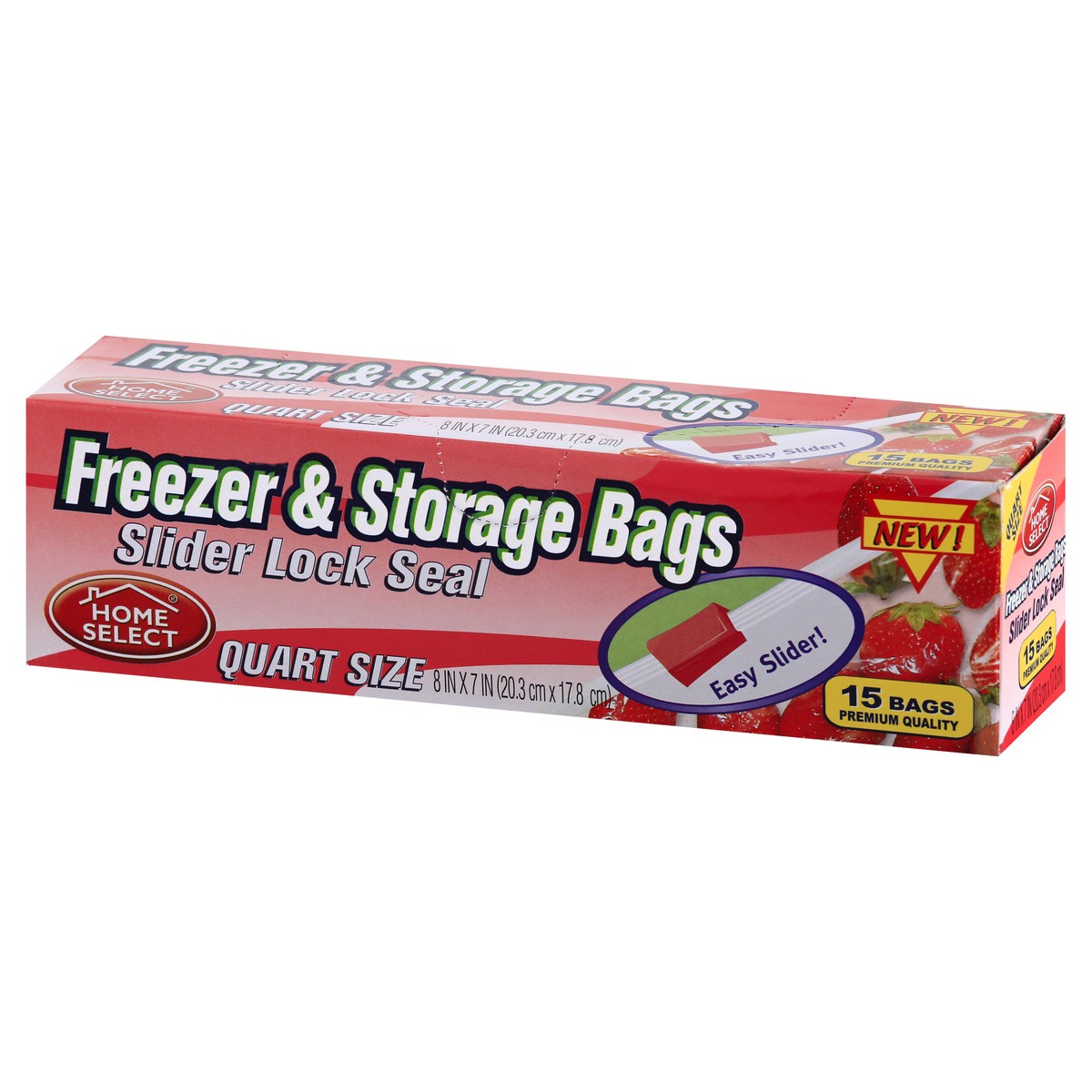 slide 9 of 9, Home Select Slider Lock Seal Quart Size Freezer & Storage Bags 15 ea, 15 ct