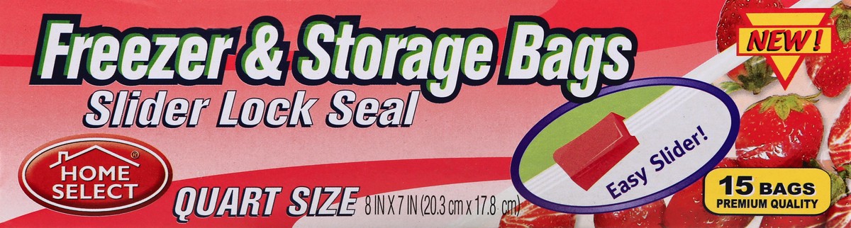 slide 8 of 9, Home Select Slider Lock Seal Quart Size Freezer & Storage Bags 15 ea, 15 ct