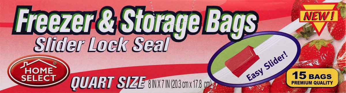 slide 7 of 9, Home Select Slider Lock Seal Quart Size Freezer & Storage Bags 15 ea, 15 ct