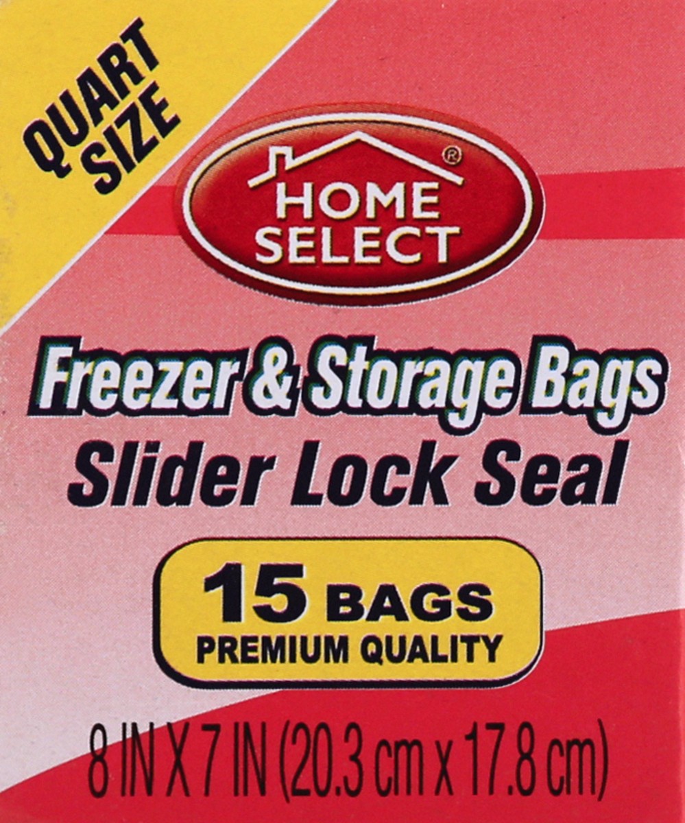 slide 5 of 9, Home Select Slider Lock Seal Quart Size Freezer & Storage Bags 15 ea, 15 ct