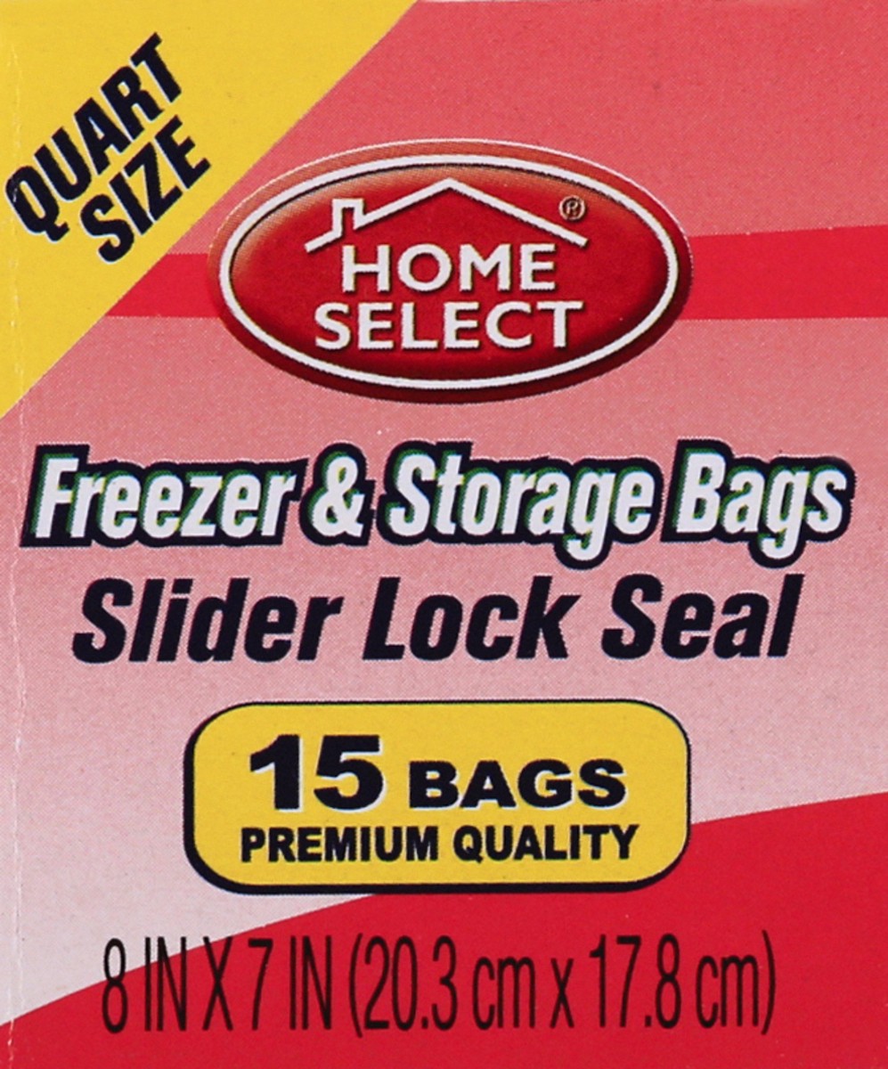 slide 4 of 9, Home Select Slider Lock Seal Quart Size Freezer & Storage Bags 15 ea, 15 ct