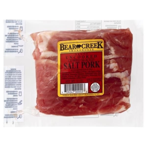 slide 1 of 1, Bear Creek Smokehouse Salt Pork, Uncooked, Cured Sliced, 12 oz