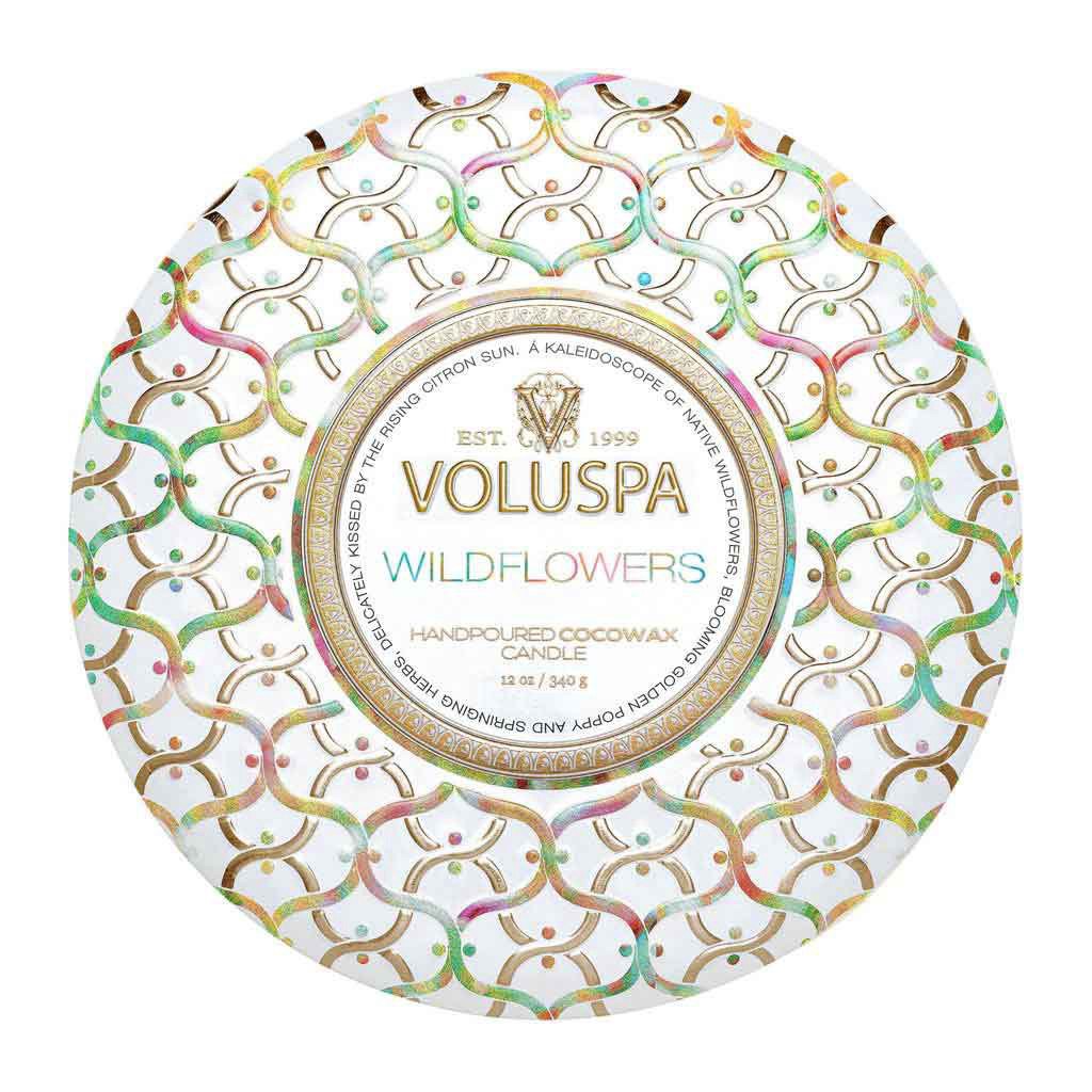 slide 1 of 1, Voluspa Wildflowers 3 Wick Tin Candle, 12 oz
