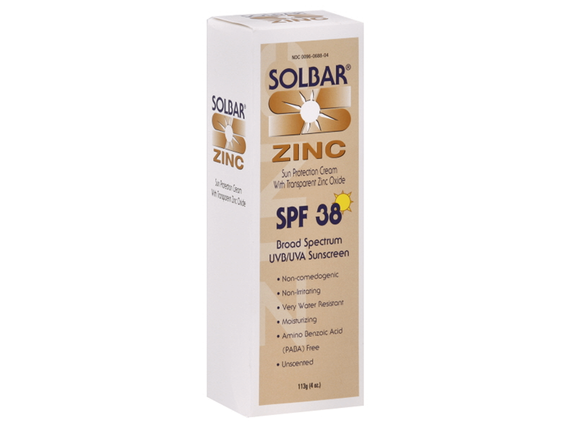 slide 1 of 1, Solbar Zinc Unscented Sun Protection Cream With Transparent Zinc Oxide Spf 38, 4 oz; 113 gram