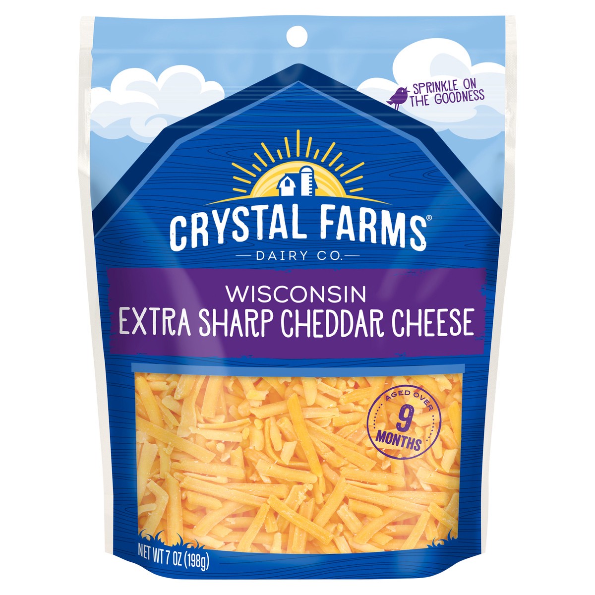 slide 3 of 6, Crystal Farms Cheese, Extra Sharp Cheddar, Wisconsin,