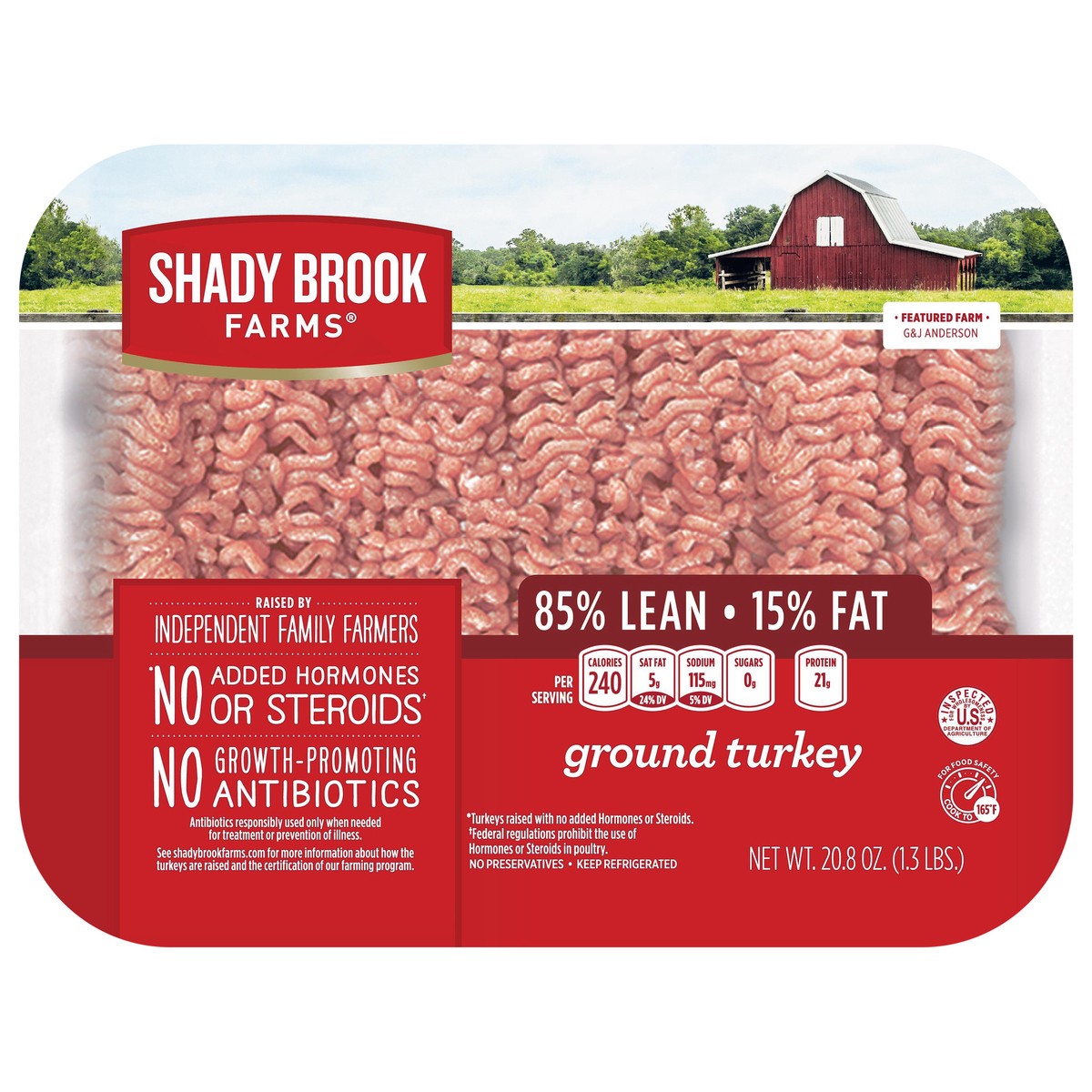 slide 5 of 7, Shady Brook Farms 85% Lean / 15% Fat Ground Turkey Tray, Fresh, 1.3 lbs., 20.8 oz