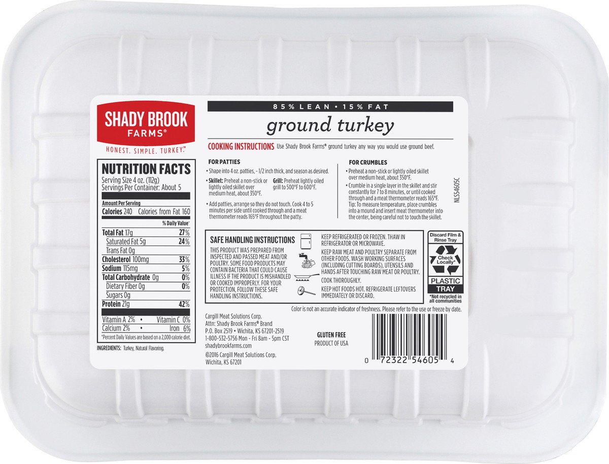 slide 6 of 7, Shady Brook Farms 85% Lean / 15% Fat Ground Turkey Tray, Fresh, 1.3 lbs., 20.8 oz