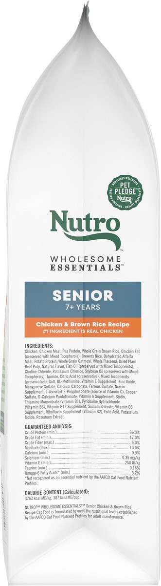 slide 11 of 15, Nutro Wholesome Essentials Natural Senior 7+ Years Chicken & Brown Rice Recipe Cat Food 48 oz, 48 oz