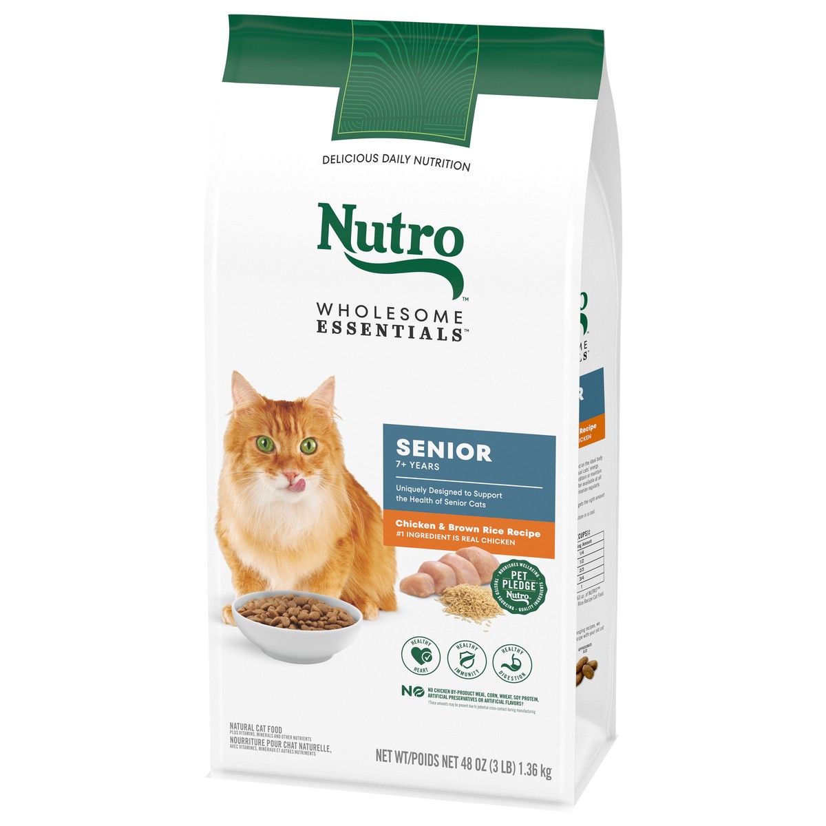 slide 2 of 15, Nutro Wholesome Essentials Natural Senior 7+ Years Chicken & Brown Rice Recipe Cat Food 48 oz, 48 oz