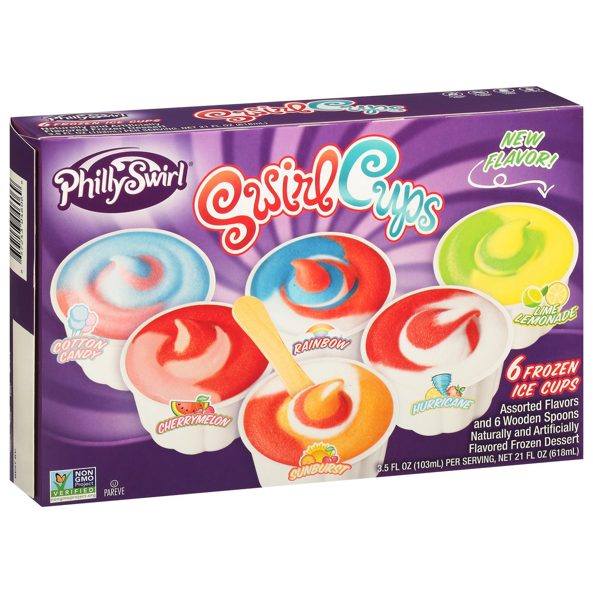 slide 9 of 9, PhillySwirl SwirlCups Assorted Flavors Ice Cups 6 - 3.5 fl oz, 6 ct