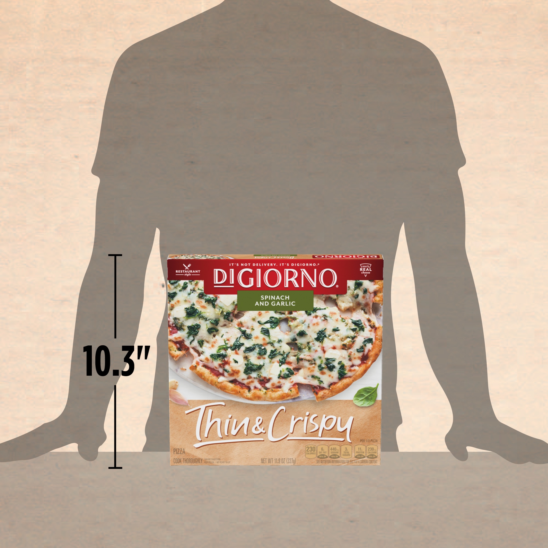 slide 4 of 6, DiGiorno Thin & Crispy Spinach and Garlic Pizza, 11.9 oz