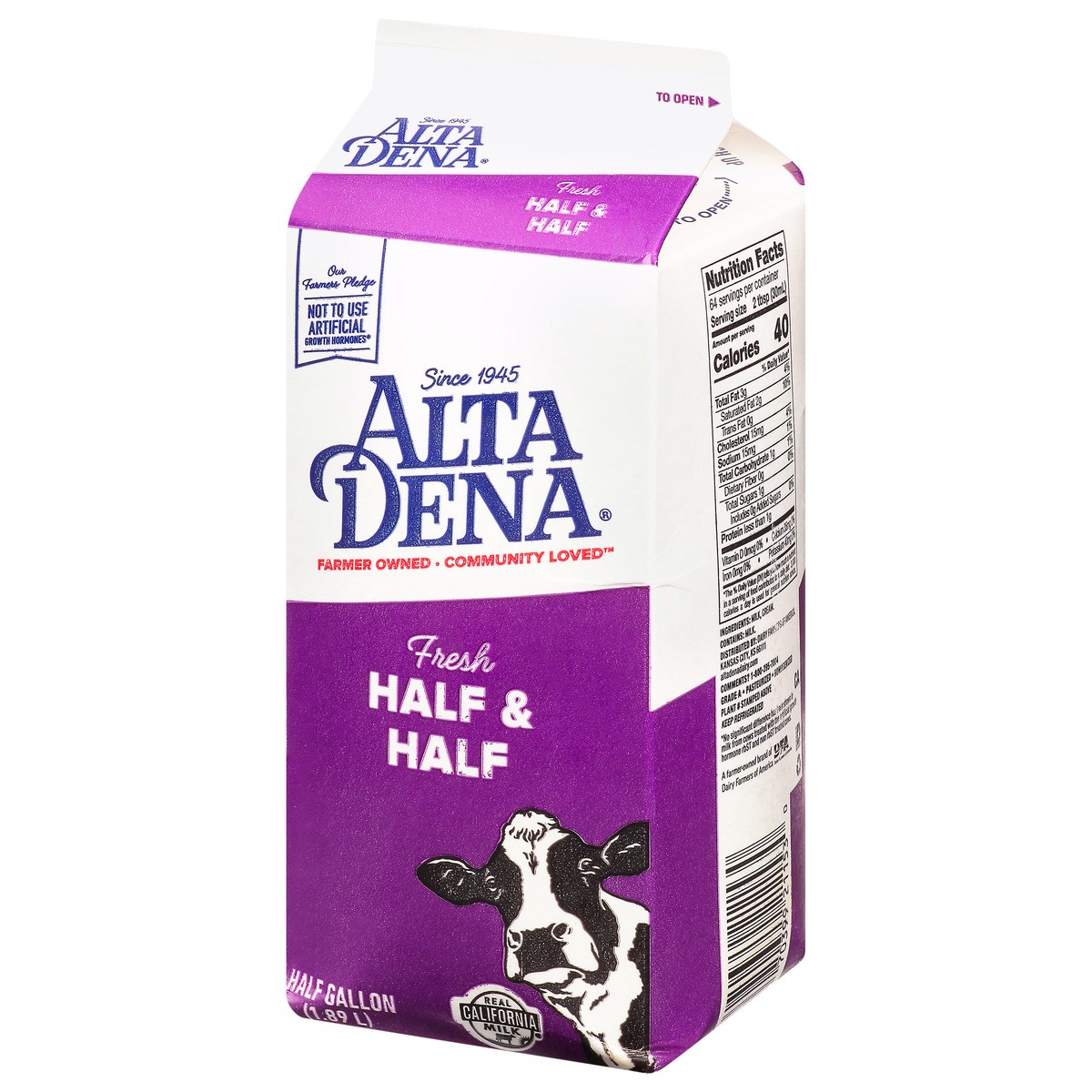 slide 8 of 12, Alta Dena Half and Half, Half Gallon - 1 Carton, 1/2 gal