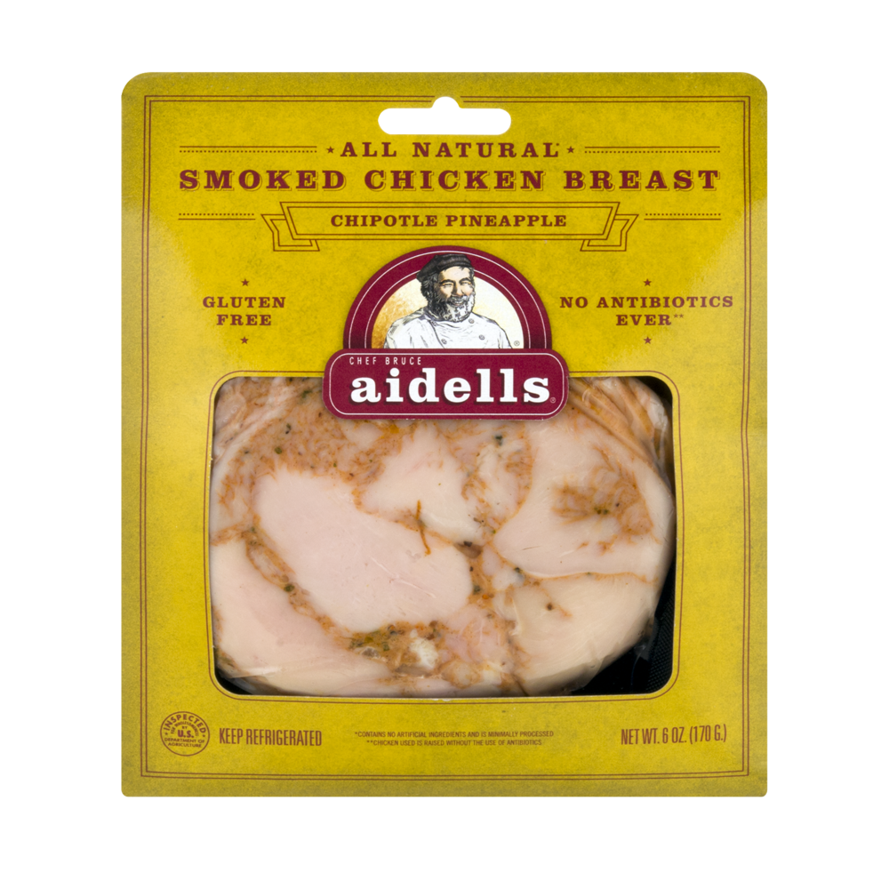 slide 1 of 1, Aidells Sliced Smoked Chicken Breast - Chipotle Pineapple, 6 oz