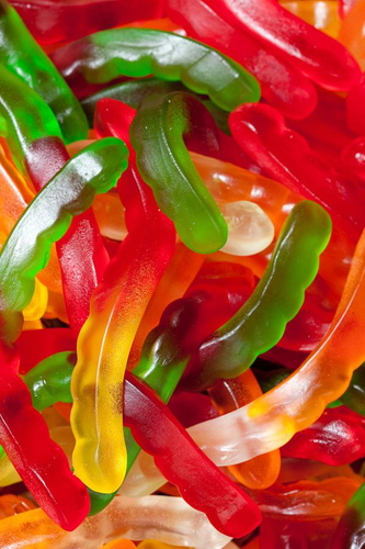 slide 1 of 1, Albanese Assorted Gummi Worms, per lb