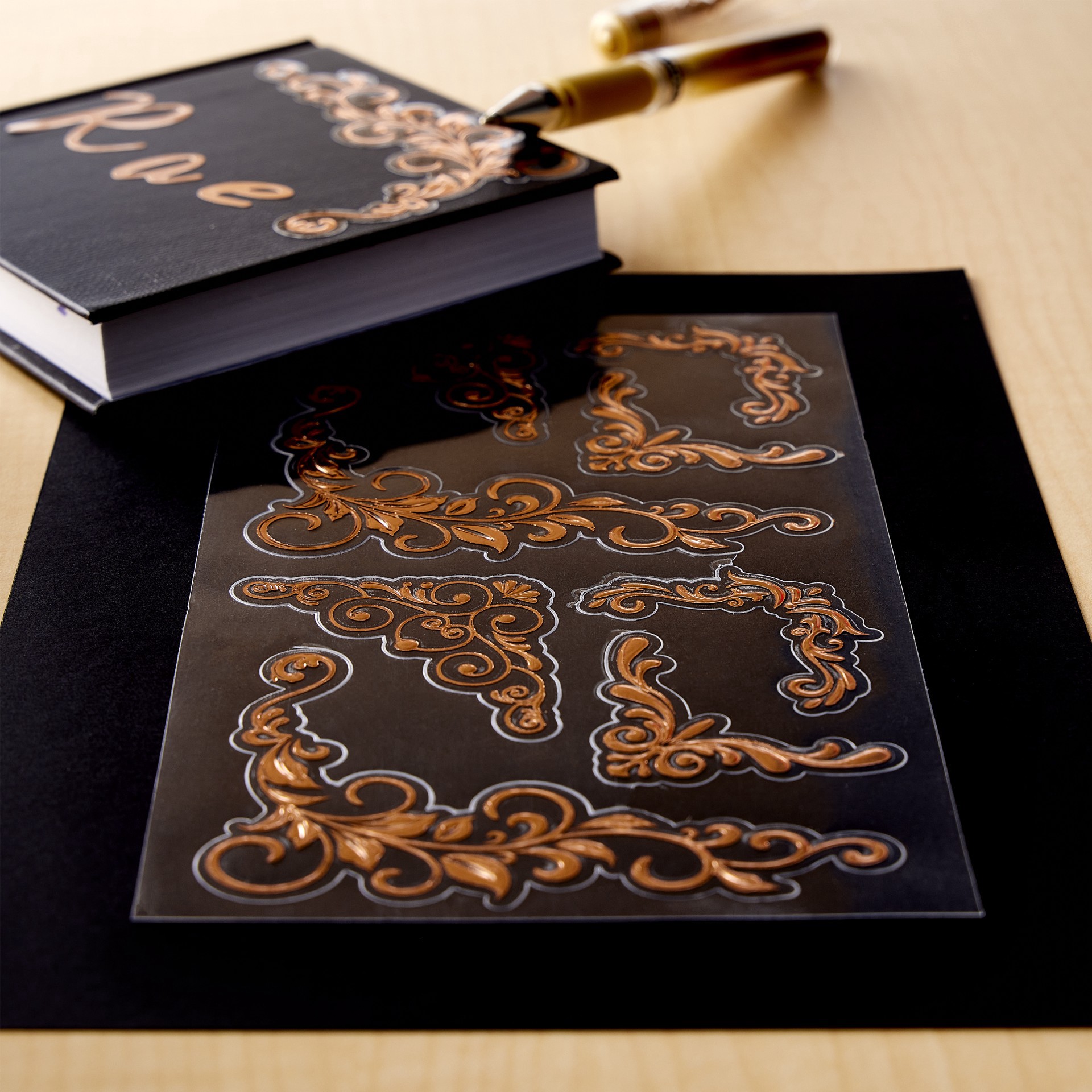 slide 5 of 5, Rose Gold Corner Stickers By Recollections, 4 in x 8.5 in