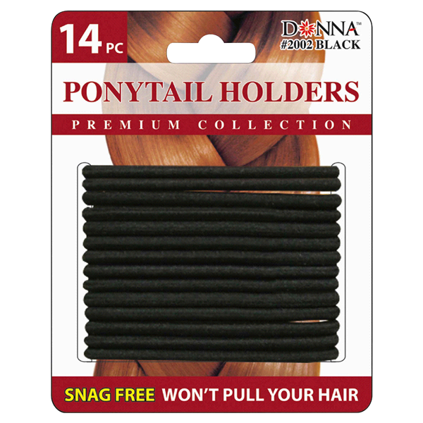 slide 1 of 1, Donna Elastic Pony Tail Holders - Black, 14 ct