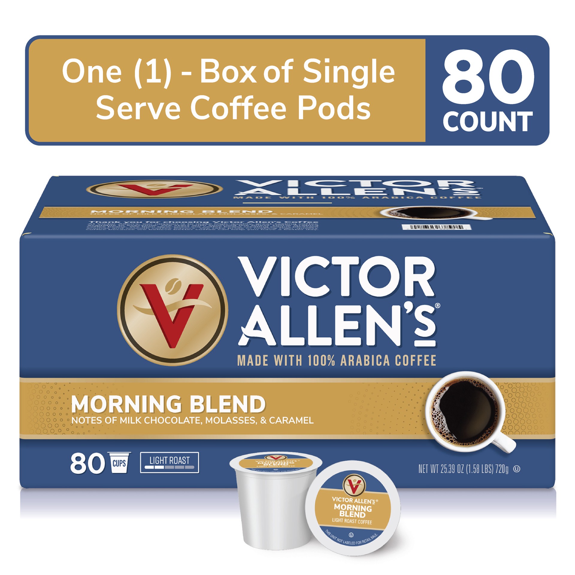 slide 5 of 5, Victor Allen's Coffee Morning Blend, Light Roast, , Single Serve Coffee Pods for Keurig K-Cup Brewers - 80 ct, 80 ct