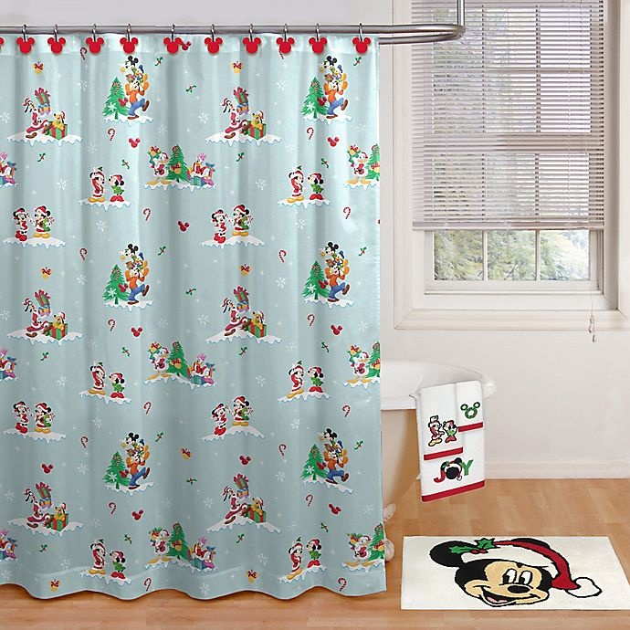 slide 1 of 1, Disney Holiday Mickey and Minnie Shower Curtain, 1 ct