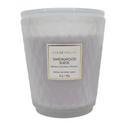 House of Velas Sandalwood Suede Scented Glass Candle