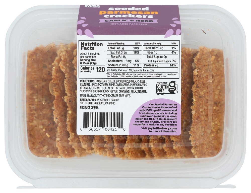 slide 3 of 3, Joyfull Garlic Herb Seeded Parmesan Cracker - 3.75 Oz, 3.75 oz
