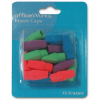 slide 1 of 1, Officeworks Eraser Caps, 15 ct