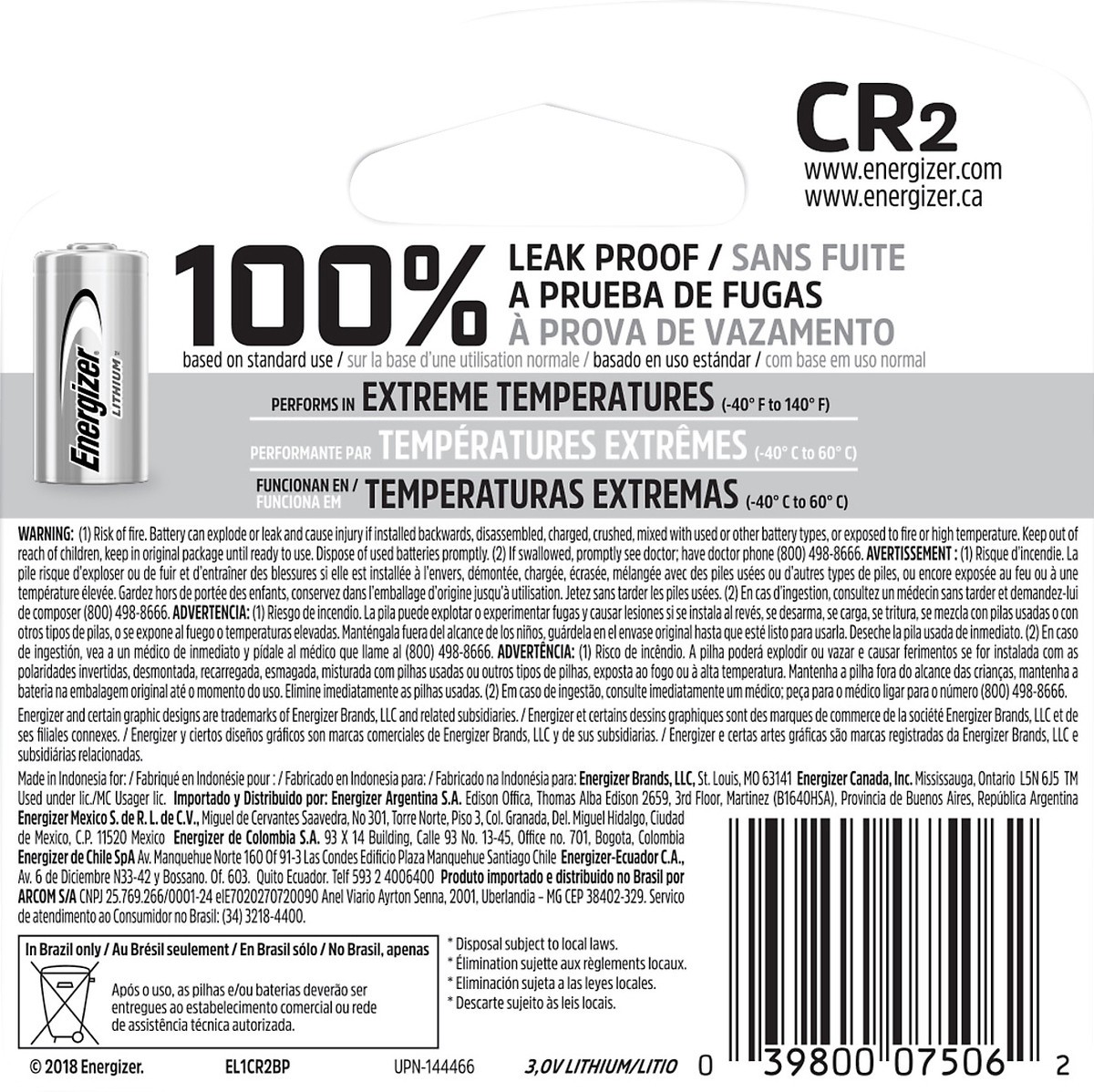 slide 2 of 3, Energizer Battery E2 Lithuim Phto El1Cr2, 1 ct