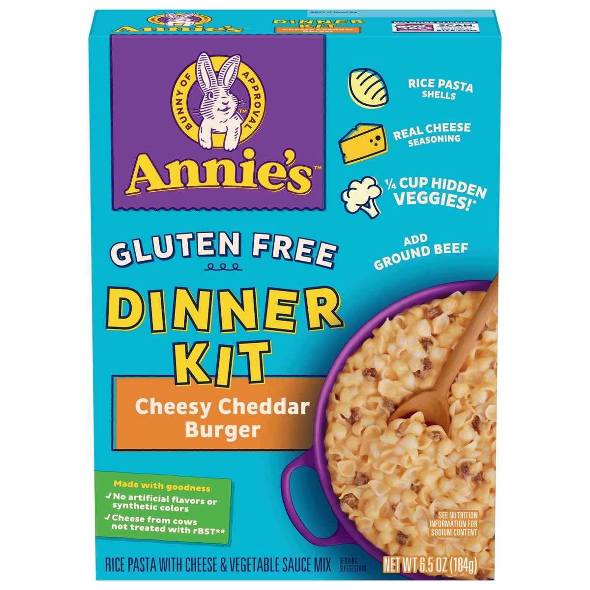 slide 3 of 13, Annie's Gluten Free Pasta Dinner Kit, Cheddar Burger Macaroni and Cheese, 6.5 oz, 6.5 oz