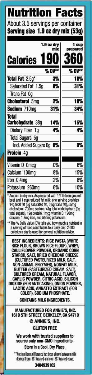 slide 12 of 13, Annie's Gluten Free Pasta Dinner Kit, Cheddar Burger Macaroni and Cheese, 6.5 oz, 6.5 oz