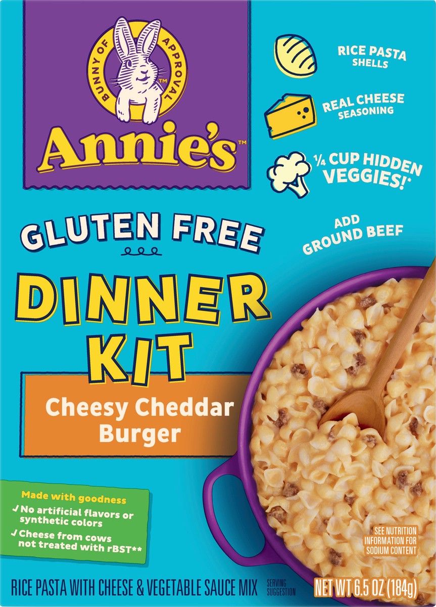 slide 7 of 13, Annie's Gluten Free Pasta Dinner Kit, Cheddar Burger Macaroni and Cheese, 6.5 oz, 6.5 oz