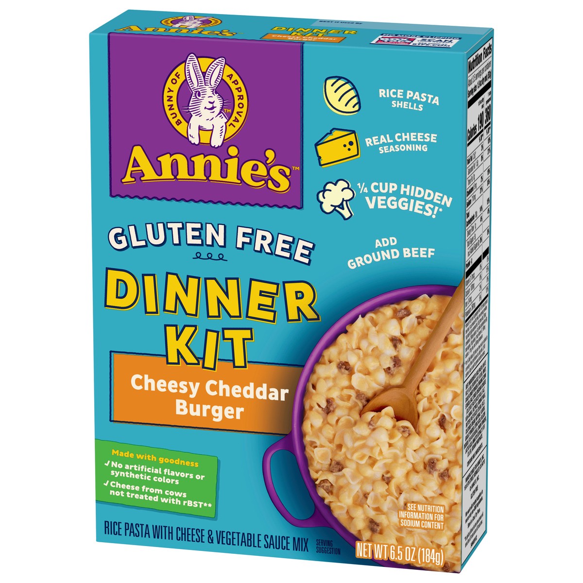 slide 10 of 13, Annie's Gluten Free Pasta Dinner Kit, Cheddar Burger Macaroni and Cheese, 6.5 oz, 6.5 oz