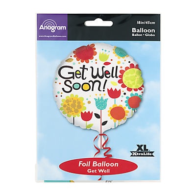 slide 1 of 1, Anagram Cherry Flowers Get Well Balloon, 18 in