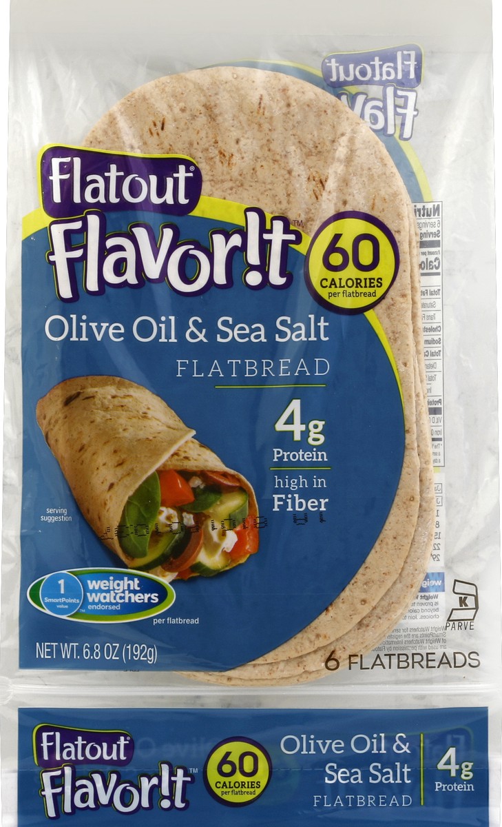 slide 5 of 5, Flatout Flavorit Olive Oil & Sea Salt Flatbread, 6.8 oz