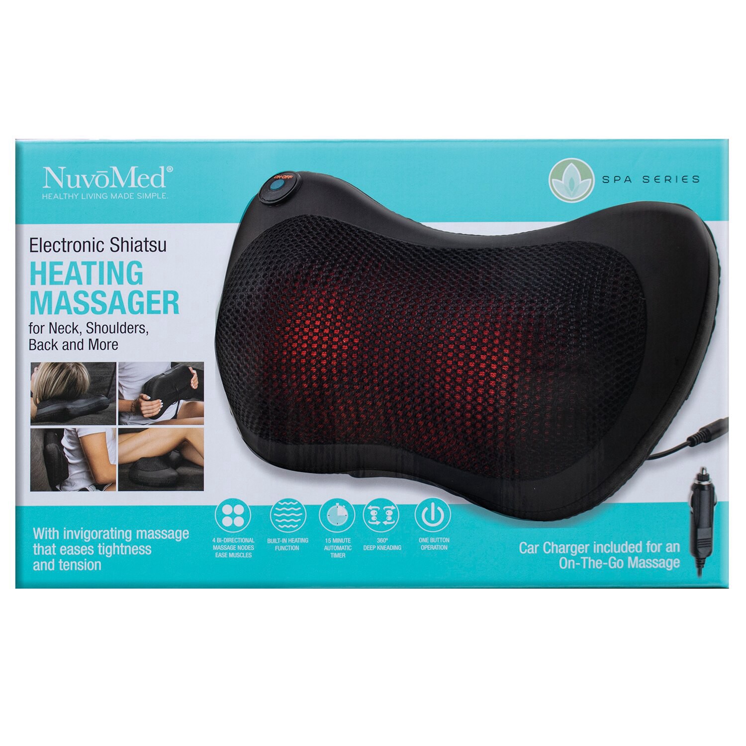 slide 3 of 5, NuvoMed Shiatsu Heating Massager, 1 ct