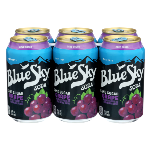 slide 1 of 1, Blue Sky Grape Soda - 6 ct; 12 fl oz, 1 ct