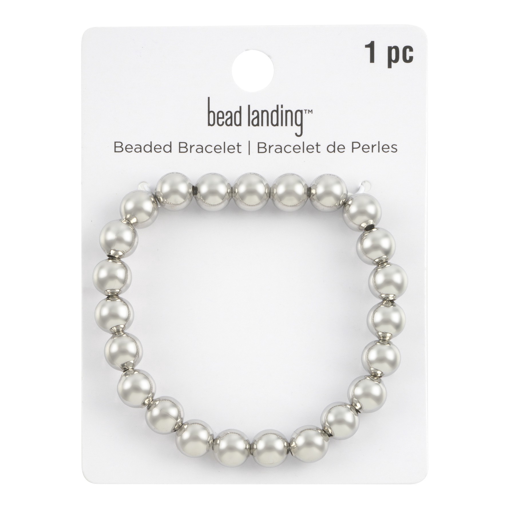 slide 2 of 3, 8mm Rhodium Round Beaded Charm Bracelet By Bead Landing, 8mm