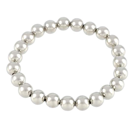 slide 1 of 3, 8mm Rhodium Round Beaded Charm Bracelet By Bead Landing, 8mm