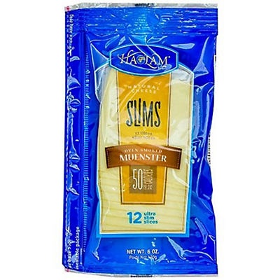 slide 1 of 1, Haolam Sliced Cheese Slims - Smoked Muenster, 6 oz