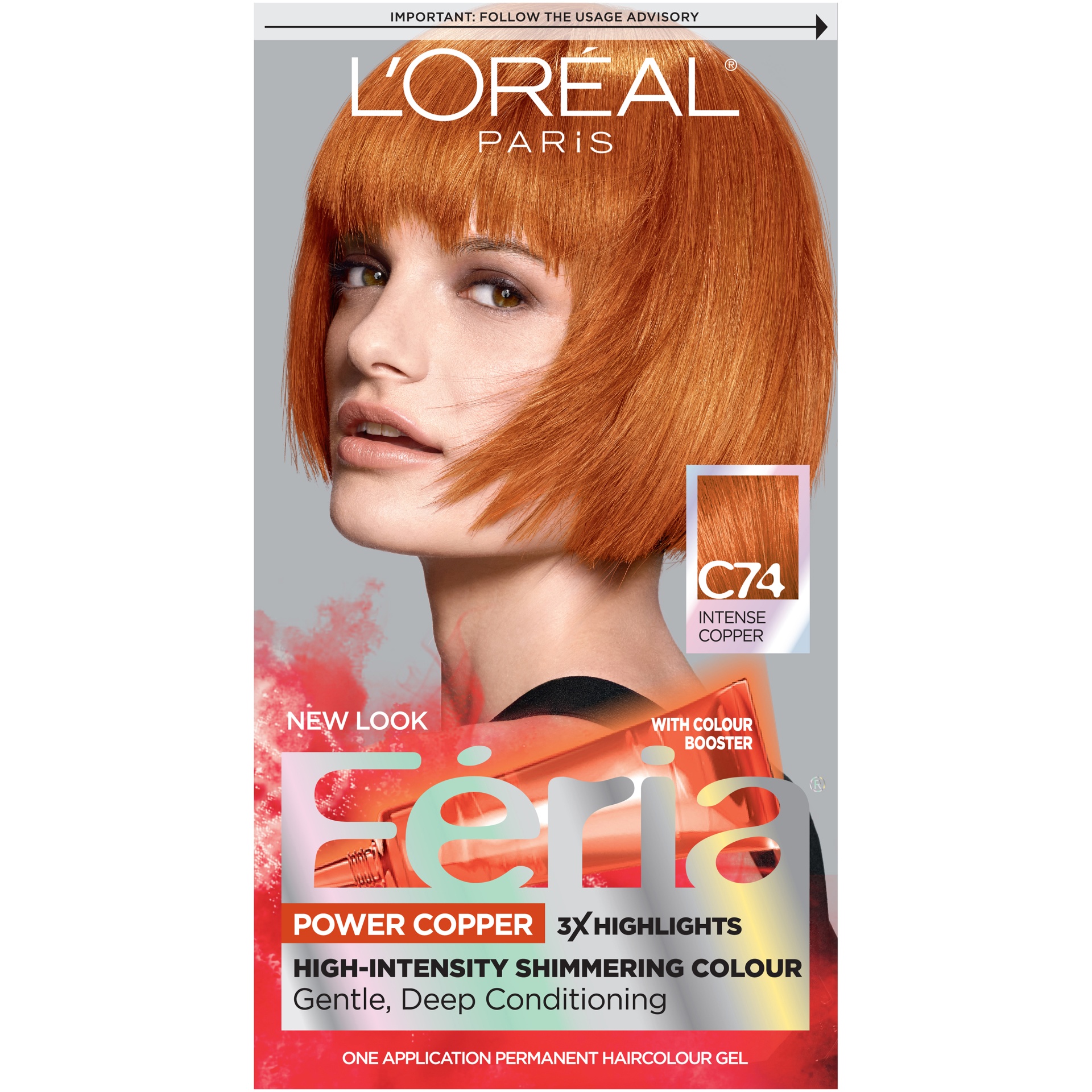 slide 2 of 8, L'Oréal Feria Multi-Faceted Shimmering Color - C74 Intense Copper - 1 Kit, 1 ct