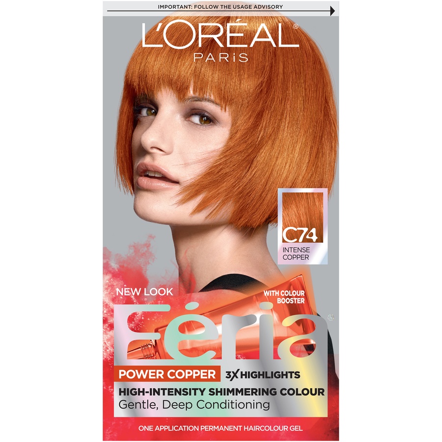 slide 1 of 8, L'Oréal Feria Multi-Faceted Shimmering Color - C74 Intense Copper - 1 Kit, 1 ct