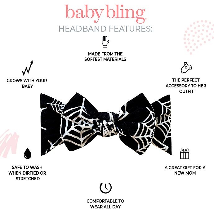 slide 2 of 2, Baby Bling Printed Knot Headband - Spider Web, 1 ct