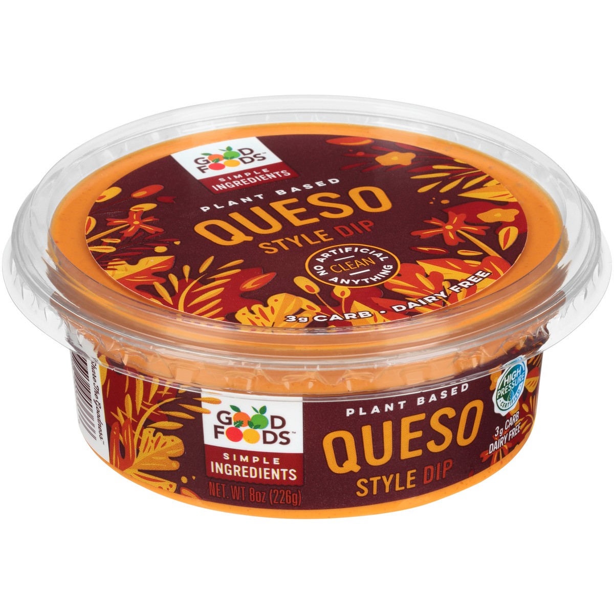 slide 5 of 8, Good Foods Plant Based Queso Style Dip 8 oz. Tub, 8 oz