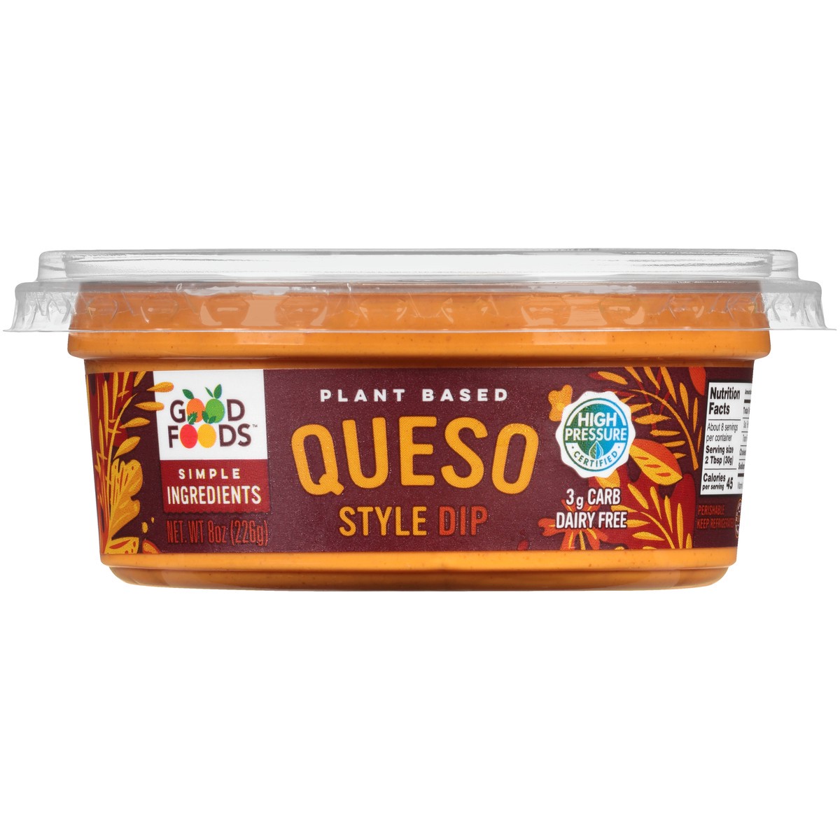 slide 3 of 8, Good Foods Plant Based Queso Style Dip 8 oz. Tub, 8 oz