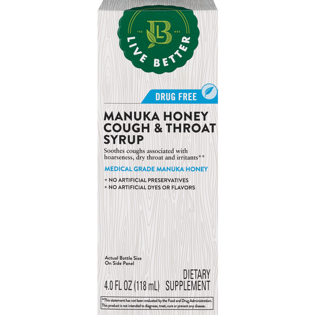 slide 1 of 1, Live Better Manuka Honey Cough & Throat Syrup , 4 oz