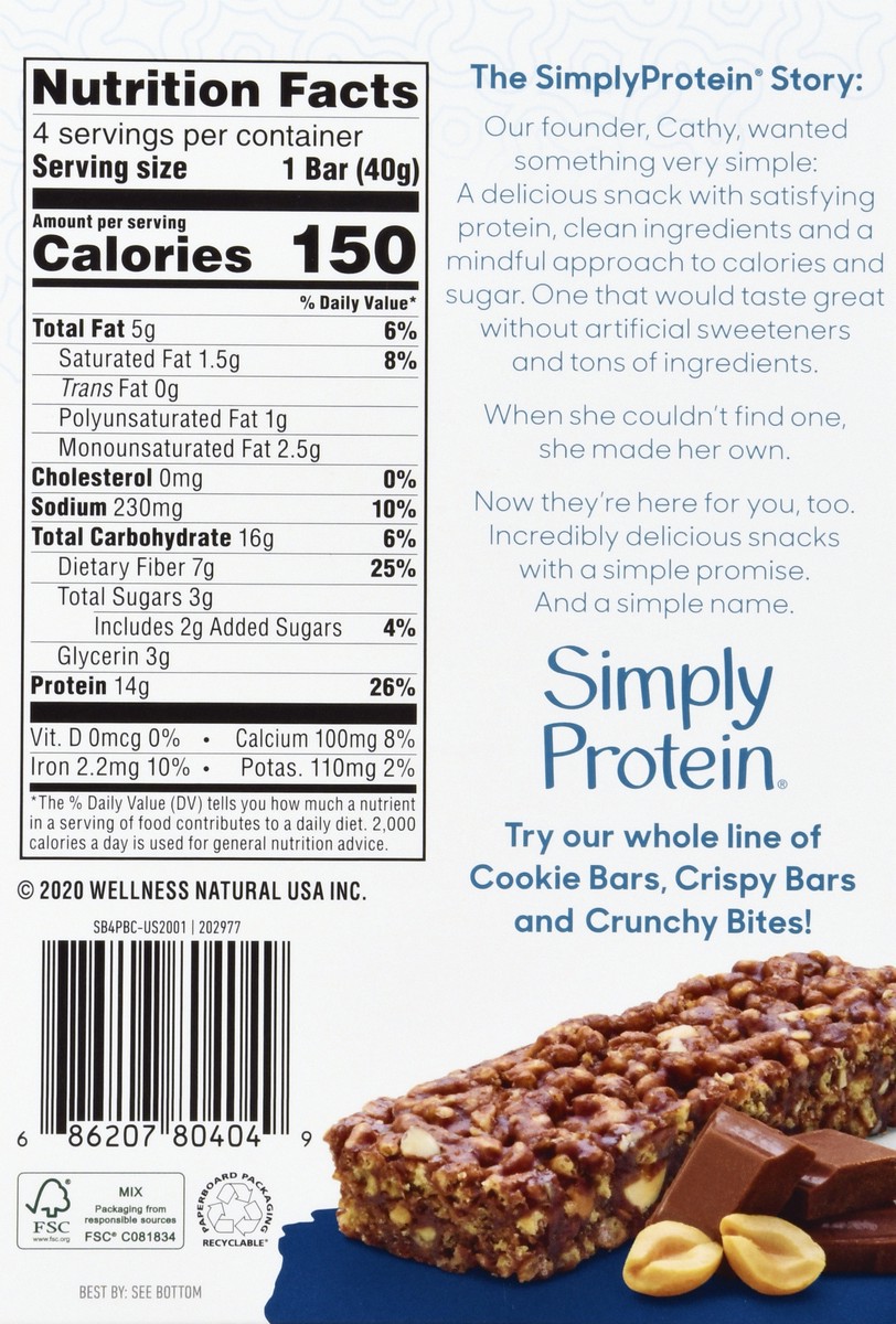 slide 3 of 13, SimplyProtein Peanut Butter Chocolate Crispy Bars 4 ea, 4 ct