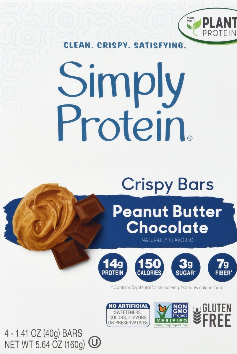 slide 12 of 13, SimplyProtein Peanut Butter Chocolate Crispy Bars 4 ea, 4 ct